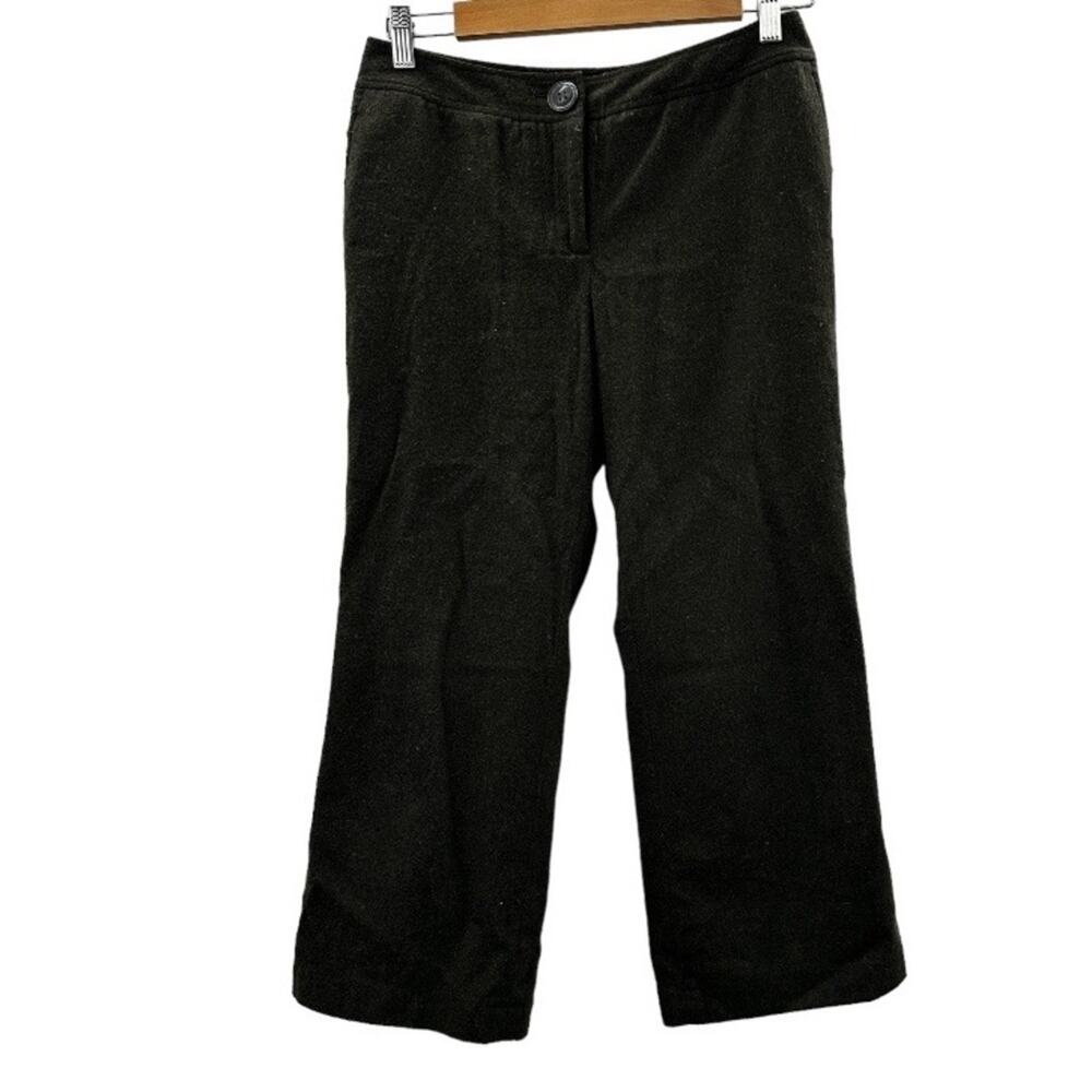 Ann Taylor Wool Blend Gray Green‎ Mid Rise Wide Leg Cropped Dress Pants Size 2